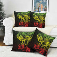 Hawaiian Manta Ray and Hammerhead Shark Tribal Tattoo Pillow Cover with Polynesian Tribal Pattern Reggae Style