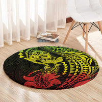 Hawaiian Manta Ray and Hammerhead Shark Tribal Tattoo Round Carpet with Polynesian Tribal Pattern Reggae Style LT03 - Polynesian Pride