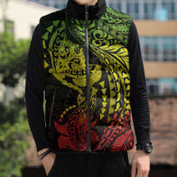 Hawaiian Manta Ray and Hammerhead Shark Tribal Tattoo Sleeveless Puffer Jacket with Polynesian Tribal Pattern Reggae Style LT03 - Polynesian Pride