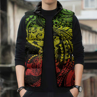 Hawaiian Manta Ray and Hammerhead Shark Tribal Tattoo Sleeveless Puffer Jacket with Polynesian Tribal Pattern Reggae Style LT03 - Polynesian Pride