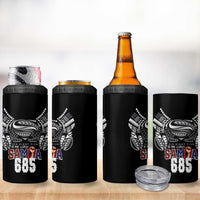 Super Samoa-Six Eight Five to The World 4 in 1 Can Cooler Tumbler Traditional Samoan Tattoo Black Color