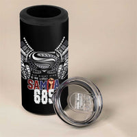Super Samoa-Six Eight Five to The World 4 in 1 Can Cooler Tumbler Traditional Samoan Tattoo Black Color