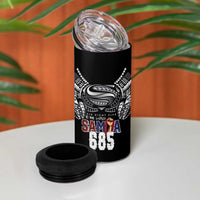 Super Samoa-Six Eight Five to The World 4 in 1 Can Cooler Tumbler Traditional Samoan Tattoo Black Color