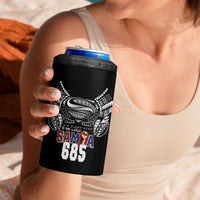 Super Samoa-Six Eight Five to The World 4 in 1 Can Cooler Tumbler Traditional Samoan Tattoo Black Color