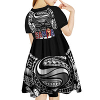 Super Samoa-Six Eight Five to The World Kid Short Sleeve Dress Traditional Samoan Tattoo Black Color
