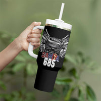 Super Samoa-Six Eight Five to The World Tumbler With Handle Traditional Samoan Tattoo Black Color LT03 - Polynesian Pride