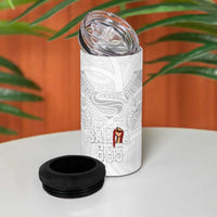 Super Samoa-Six Eight Five to The World 4 in 1 Can Cooler Tumbler Traditional Samoan Tattoo All White