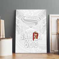 Super Samoa-Six Eight Five to The World Canvas Wall Art Traditional Samoan Tattoo All White