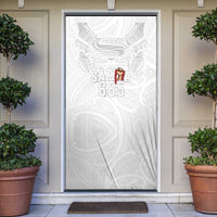 Super Samoa-Six Eight Five to The World Door Cover Traditional Samoan Tattoo All White LT03 White - Polynesian Pride
