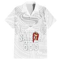 Super Samoa-Six Eight Five to The World Family Matching Off The Shoulder Long Sleeve Dress and Hawaiian Shirt Traditional Samoan Tattoo All White