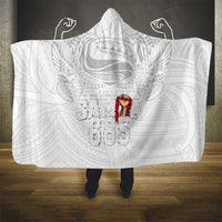 Super Samoa-Six Eight Five to The World Hooded Blanket Traditional Samoan Tattoo All White
