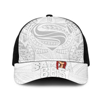 Super Samoa-Six Eight Five to The World Mesh Trucker Cap Traditional Samoan Tattoo All White