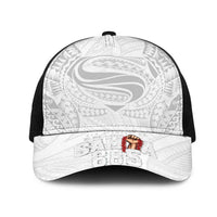Super Samoa-Six Eight Five to The World Mesh Trucker Cap Traditional Samoan Tattoo All White LT03 One Size Black White - Polynesian Pride