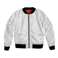 Lotu Tamaiti Samoan Art Tattoo Polynesian Pattern Bomber Jacket LT03 Unisex White - Polynesian Pride