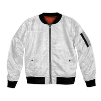 Lotu Tamaiti Samoan Art Tattoo Siapo Pattern Sleeve Zip Bomber Jacket LT03 Unisex White - Polynesian Pride