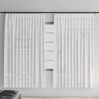 Lotu Tamaiti Samoan Art Tattoo Siapo Pattern Window Curtain LT03 With Hooks White - Polynesian Pride