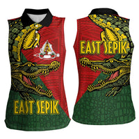 Sepik River Crocodile & Arts Festival Melanesian Pattern Women Sleeveless Polo Shirt
