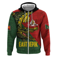Sepik River Crocodile & Arts Festival Melanesian Pattern Zip Hoodie LT03 Zip Hoodie Red - Polynesian Pride