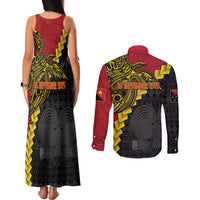 Papua New Guinea Independence Day Couples Matching Tank Maxi Dress and Long Sleeve Button Shirt Bird-of-paradise Melanesian Tattoo
