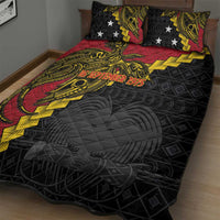 Papua New Guinea Independence Day Quilt Bed Set Bird-of-paradise Melanesian Tattoo