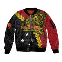 Papua New Guinea Independence Day Sleeve Zip Bomber Jacket Bird-of-paradise Melanesian Tattoo