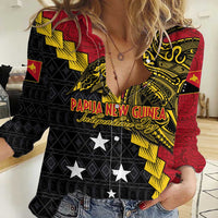 Papua New Guinea Independence Day Women Casual Shirt Bird-of-paradise Melanesian Tattoo