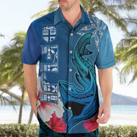 Polynesian Fiji Hawaiian Shirt Shark and Hibiscus Tapa Pattern Blue Version LT03 - Polynesian Pride