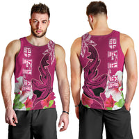 Polynesian Fiji Men Tank Top Shark and Hibiscus Tapa Pattern Purple Version LT03 - Polynesian Pride