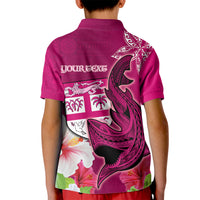 Custom Polynesian Fiji Kid Polo Shirt Shark and Hibiscus Tapa Pattern Purple Version LT03 - Polynesian Pride