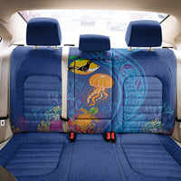 Hawaiian Funny Fruits Sea Animals Back Car Seat Cover Mango Reef Triggerfish and Pineapple Turtle and Mandarin Jellyfish