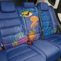 Hawaiian Funny Fruits Sea Animals Back Car Seat Cover Mango Reef Triggerfish and Pineapple Turtle and Mandarin Jellyfish