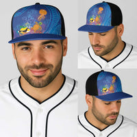 Hawaiian Funny Fruits Sea Animals Baseball Net Cap Mango Reef Triggerfish and Pineapple Turtle and Mandarin Jellyfish