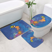 Hawaiian Funny Fruits Sea Animals Bathroom Set Mango Reef Triggerfish and Pineapple Turtle and Mandarin Jellyfish
