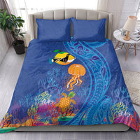 Hawaiian Funny Fruits Sea Animals Bedding Set Mango Reef Triggerfish and Pineapple Turtle and Mandarin Jellyfish