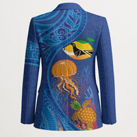 Hawaiian Funny Fruits Sea Animals Blazer Mango Reef Triggerfish and Pineapple Turtle and Mandarin Jellyfish