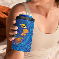 Hawaiian Funny Fruits Sea Animals 4 in 1 Can Cooler Tumbler Mango Reef Triggerfish and Pineapple Turtle and Mandarin Jellyfish
