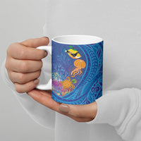 Hawaiian Funny Fruits Sea Animals Ceramic Mug Mango Reef Triggerfish and Pineapple Turtle and Mandarin Jellyfish