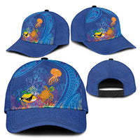 Hawaiian Funny Fruits Sea Animals Classic Cap Mango Reef Triggerfish and Pineapple Turtle and Mandarin Jellyfish