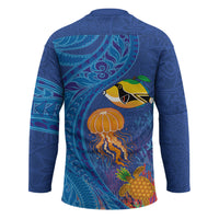 Hawaiian Funny Fruits Sea Animals Hockey Jersey Mango Reef Triggerfish and Pineapple Turtle and Mandarin Jellyfish