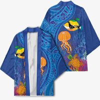 Hawaiian Funny Fruits Sea Animals Kimono Mango Reef Triggerfish and Pineapple Turtle and Mandarin Jellyfish