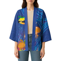 Hawaiian Funny Fruits Sea Animals Kimono Mango Reef Triggerfish and Pineapple Turtle and Mandarin Jellyfish