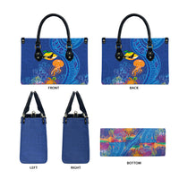 Hawaiian Funny Fruits Sea Animals Leather Bag Mango Reef Triggerfish and Pineapple Turtle and Mandarin Jellyfish