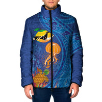 Hawaiian Funny Fruits Sea Animals Padded Jacket Mango Reef Triggerfish and Pineapple Turtle and Mandarin Jellyfish