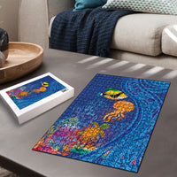 Hawaiian Funny Fruits Sea Animals Puzzle Mango Reef Triggerfish and Pineapple Turtle and Mandarin Jellyfish