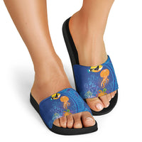 Hawaiian Funny Fruits Sea Animals Slide Sandals Mango Reef Triggerfish and Pineapple Turtle and Mandarin Jellyfish