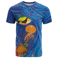 Hawaiian Funny Fruits Sea Animals T Shirt Mango Reef Triggerfish and Pineapple Turtle and Mandarin Jellyfish