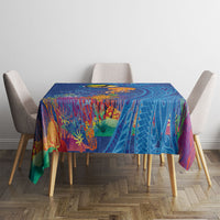Hawaiian Funny Fruits Sea Animals Tablecloth Mango Reef Triggerfish and Pineapple Turtle and Mandarin Jellyfish