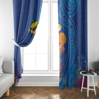 Hawaiian Funny Fruits Sea Animals Window Curtain Mango Reef Triggerfish and Pineapple Turtle and Mandarin Jellyfish