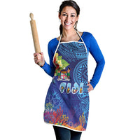 Fiji Day Apron Coral Reef with Tapa Motifs and Hibiscus Ocean Vibe
