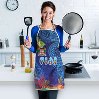 Fiji Day Apron Coral Reef with Tapa Motifs and Hibiscus Ocean Vibe